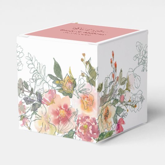 Ballotins Elégante aquarelle florale mariage Favor Box (Verso)