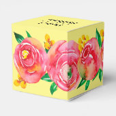 Ballotins Elégante aquarelle rose chaud Floral sur jaune (Arrière)