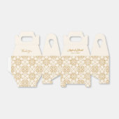 Ballotins Elégante Crème Et Boîte De Faveur De Mariage Or (Déplié)