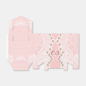 Ballotins Elégante dentelle blanche avec perles rose mariage (Déplié)