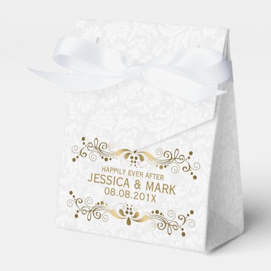 Ballotins Elégante dentelle d'or Floral avec Damas blanches  (Verso)