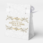 Ballotins Elégante dentelle d'or Floral avec Damas blanches  (Arrière)