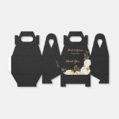 Ballotins Élégante fleurs blanches or noir mariage (Déplié)