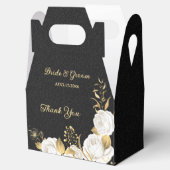 Ballotins Élégante fleurs blanches or noir mariage (Ouvert)