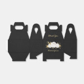 Ballotins Élégante fleurs blanches or noir mariage (Déplié)