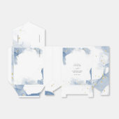 Ballotins Elégante invitation de mariage Bleu et minimal or (Déplié)
