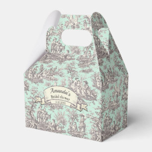 Ballotins Elégante menthe vintage toile de jouy monogramme f