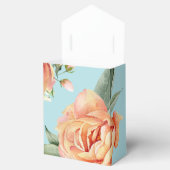 Ballotins Élégante Pêche de mariage bleu floral (Ouvert)