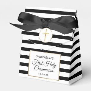 Ballotins Élégante première communion à rayure noire et doré