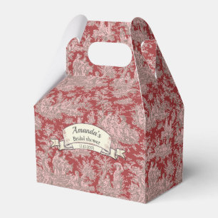 Ballotins Élégante Toile de Jouy Monogramme Rouge Foncé Vint