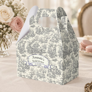 Ballotins Élégante toile de Jouy noire florale vintage franç