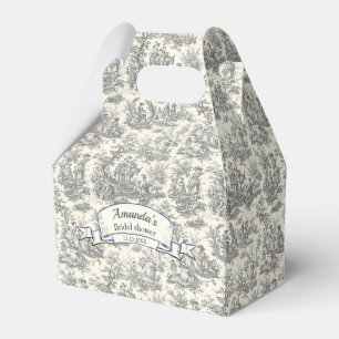 Ballotins Élégante toile de Jouy noire vintage monogramme