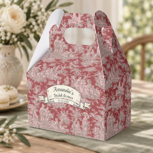 Ballotins Élégante Toile de Jouy Vintage Monogramme Rouge Fo