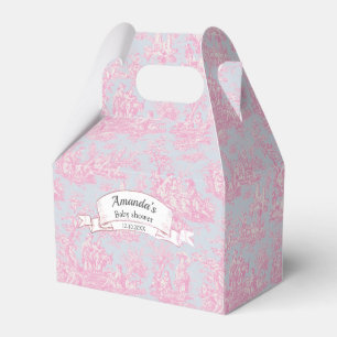 Ballotins Élégante toile de Jouy vintage rose bleu monogramm