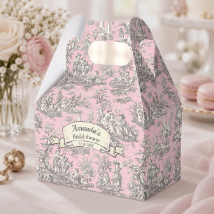 Ballotins Élégante toile de Jouy vintage rose noir monogramm