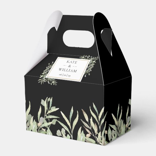 Ballotins Elégante verdure Noir Mariage Favor Box (Verso)