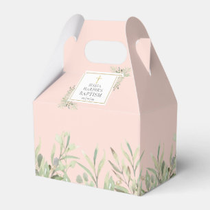 Ballotins Élégantes feuilles de verdure de baptême rose poud