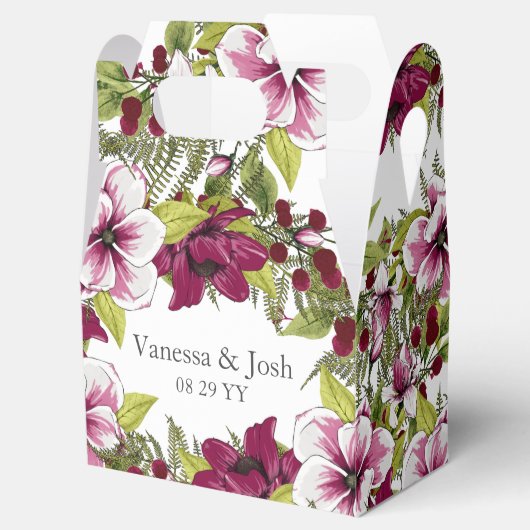 Ballotins Élégantes fleurs blanches de Magenta et plantes ve (Ouvert)