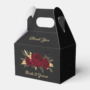 Ballotins Élégantes fleurs bordeaux or noir mariage