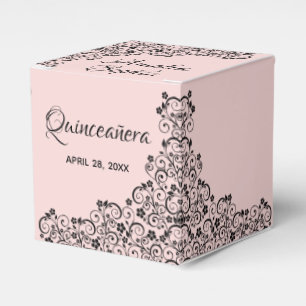 Ballotins Élégantes perles noires sur Quinceañera rose