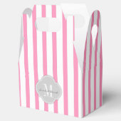 Ballotins Élégantes rayures rose et blanc avec Monogramme (Ouvert)