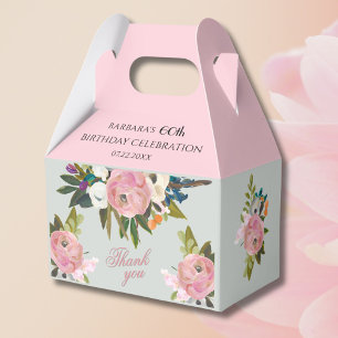 Ballotins *Élégants Faveurs de 60 ans avec Fleurs Peintes en