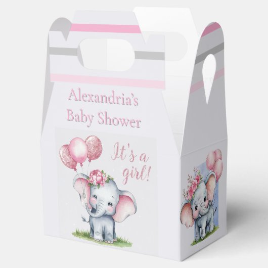 Ballotins Eléphant mignon avec ballons roses Baby shower fil (Ouvert)