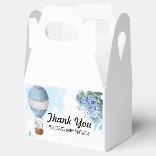 Ballotins Eléphant montgolfière bleu hydrangée merci (Ouvert)