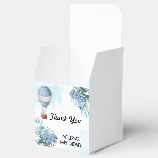 Ballotins Eléphant montgolfière bleu hydrangée merci (Ouvert)