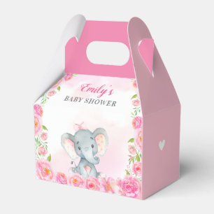 Ballotins Eléphant rose Bébé Fille Douche Sprinkle Guest Cad