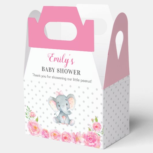 Ballotins Eléphant rose Bébé Fille Douche Sprinkle Guest Cad (Ouvert)