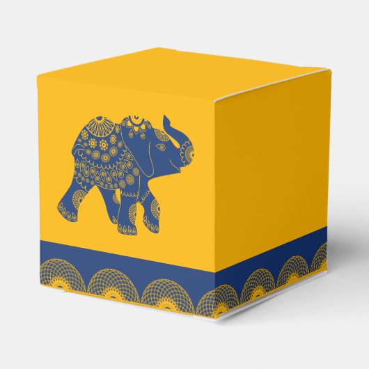 Ballotins Eléphants à thème indiens en Mariage bleu royal (Arrière)