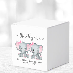Ballotins Eléphants Twin Girls Baby shower Merci