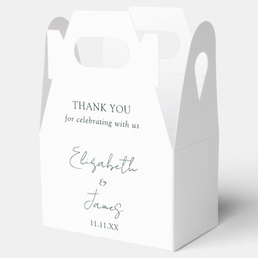 Ballotins Emerald Green Élégant Script Mariage Merci (Ouvert)