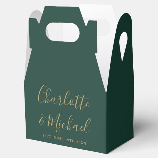 Ballotins Emerald Green Et Gold Elegant Script Mariage (Ouvert)