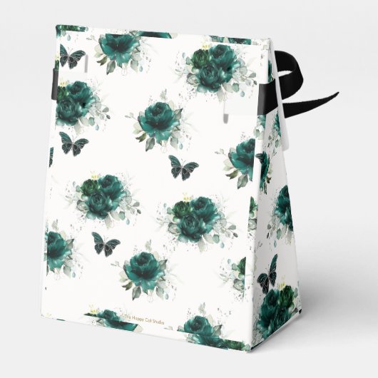 Ballotins Emerald Green Floral Argent Quinceañera Papillon (Arrière)