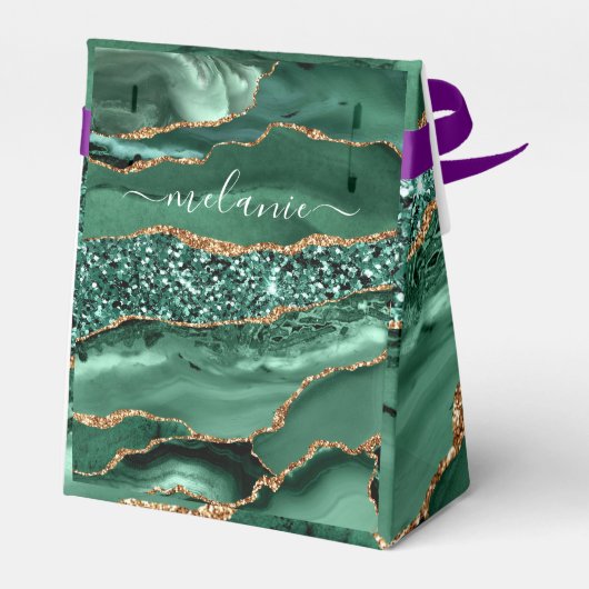 Ballotins Emerald Green Parties scintillant Gold Custom Name (Arrière)