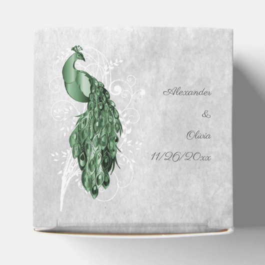 Ballotins Emerald Green Peacock Wedding Favor Box (Haut)
