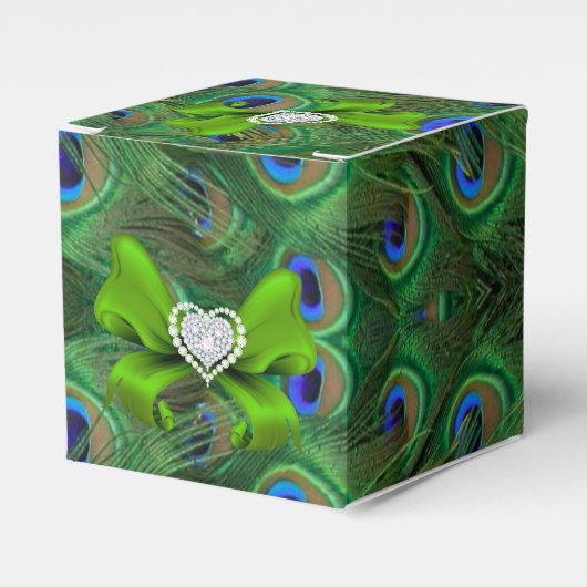 Ballotins Emerald Green Peacock Wedding Favor Box (Verso)