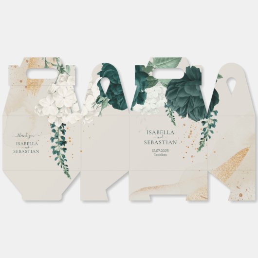 Ballotins Emerald Leaf Rose Romantic Wedding (Déplié)