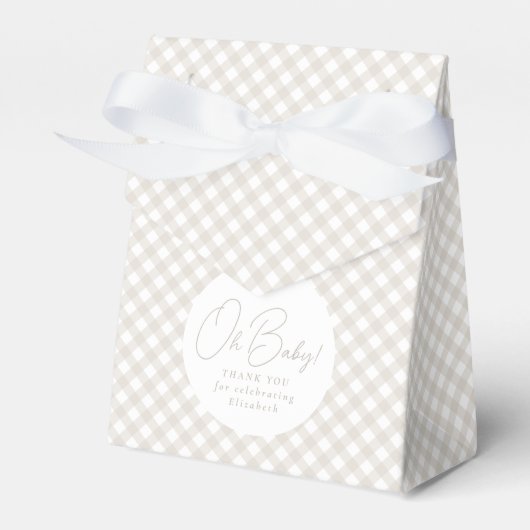 Ballotins en vichy classique baby shower beige neutre et sim (Verso)