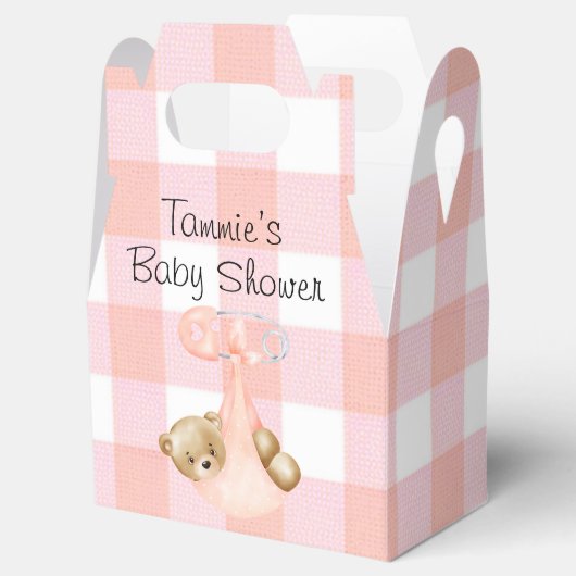 Ballotins En vichy rose & un mignon Baby shower fille ours e (Ouvert)