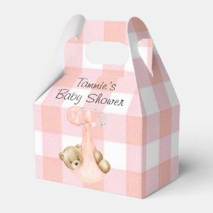 Ballotins En vichy rose & un mignon Baby shower fille ours e