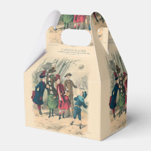 Ballotins Enfants victoriens antiques jouant au ballon Hiver