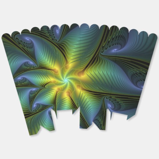 Ballotins Etoile Abstraite, Bleu brillant Vert Or Fractal Ar (Déplié)