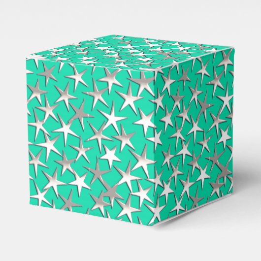 Ballotins étoiles d'argent sur turquoise (Verso)