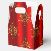 Ballotins Étoiles de flocon de neige de Noël en or sur rouge (Ouvert)