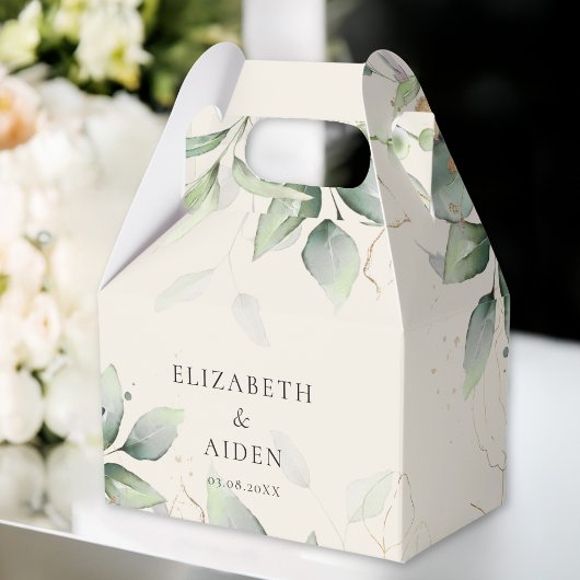 Ballotins Eucalyptus, Beige, Verdure, Boîte Mariage