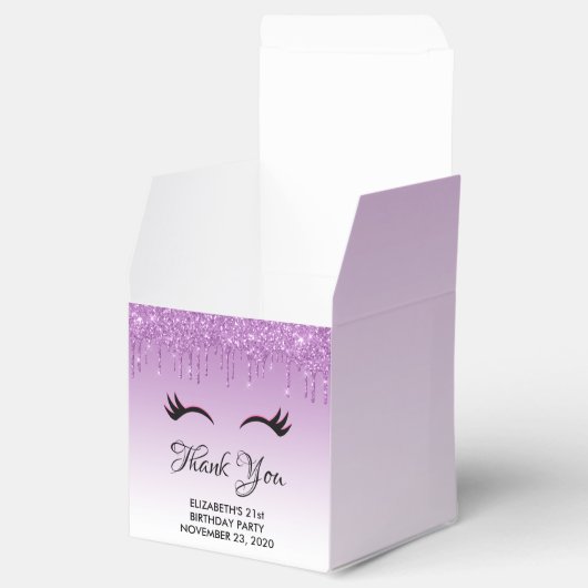 Ballotins Eyelashes rose et noir élégant sur Parties scintil (Ouvert)