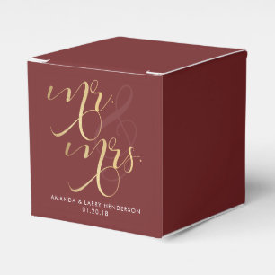 Ballotins Fancy Burgundy & Gold Wedding Favor Box